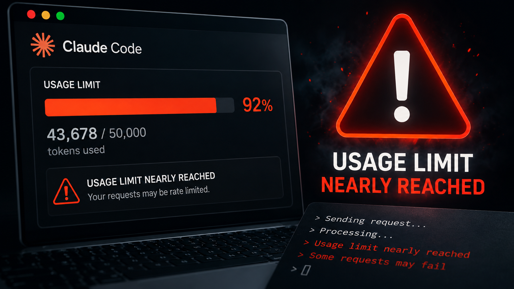 Claude Code usage limit warning showing 92% of tokens consumed — POPR Newsroom